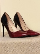 Szpilki VICES 37 lakierowane ombre czerwono-czarne szpic eleganckie