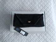 Torebka damska skórzana Wojas Czarna wizytowa z dwoiny welurowej