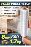 Folia  pre stretch ręczna 8my 430mm 600m do palet paczek rolka 2 kg