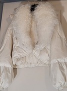 NOWA luksusowa kurtka PUCH 90% biały puch kaczy S Ecru Oversize