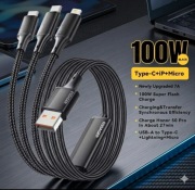 Kabel 3w1 USB 100W - Szybkie ładowanie i transfer danych