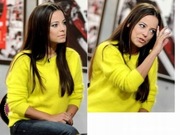 H&M SWETER ANGORA ŻÓŁTY NEONOWY MUCHA SOCHA 38 40 