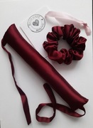 100% jedwab naturalny jedwabny wałek i gumka do włosów burgund