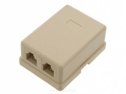 Gniazdo telefoniczne natynkowe podwójne 6p4c RJ11 beżowe