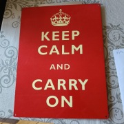 Zachowaj spokój Keep calm and carry on metalowa dość duża tabliczka ozdobna