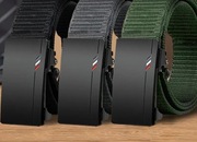 Męski pasek z automatyczną klamrą – czarny / szary / zielony