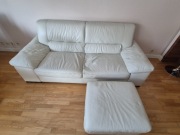 Skórzany komplet wypoczynkowy (sofa 3 os. + pufa) firmy Italsofa