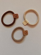 Zestaw 3 Plecionych Gumek Do Włosów Naszywka Beż Brąz Krem