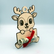 Kartka Świąteczna RENIFER z Drewna – Elegancki Prezent na Gotówkę!