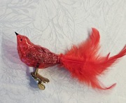 Bombki szklane, 1 ptaszek na klipsie retro wzór prl ozdoby choinkowe