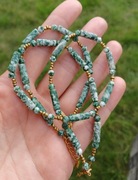 Komplet biżuterii naszyjnik+bransoletka jadeit mszysty i hematyt pozłacany 