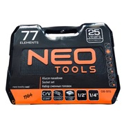 NEO Zestaw Narzędzi Klucze nasadowe1/4" 1/2" 77CZĘŚCI WALIZKA 08-915