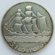 Żaglowiec, 5 złotych 1936 Bardzo ładna prezencja.