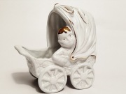 Osłonka na kwiaty doniczka wózek ceramika Włochy 