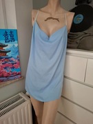 46 XXXL Rainbow satynowa błękitna niebieska bluzka wieczorowa imprezowy top