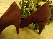 Czółenka ECCO skórzane, bordowe, zamsz, nowe, r.39