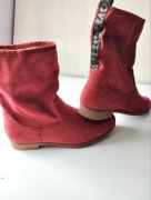 Kozaki krótkie czerwone na jesień eko zamsz rozmiar 37