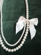 Naszyjnik perłowy podwójny kokarda retro vintage elegancki perełki  Chanel