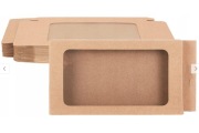 20 szt opakowań pudełek z papieru pakowego z okienkiem 15,5 x 9 x 1,5 cm