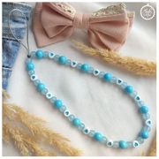 Zawieszka do telefonu z serduszkami błękitna, brelok, breloczek smycz serca