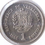 WENEZUELA 1 boliwar 1986, Y# 52, AU