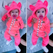 Dresik welurowy BaBi neon róż