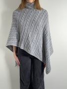 Szare ponczo z golfem, wełna, oversize, ciepłe rozm. UNI Lindex