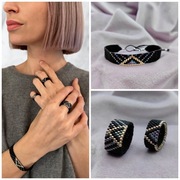 Komplet koraliki Miyuki bransoletka i pierścionek 