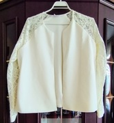 Eleganckie damskie wdzianko żakiet bez zapięcia, Ecru rozmiar:40 Bon Prix