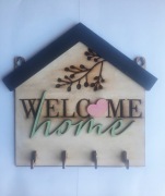 Wieszak na klucze z napisem Welcome home - 4 haczyki 