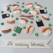Sushi na tort dekoracje cukrowe 