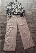 ZARA lniane beżowe spodnie L