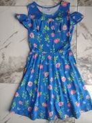 Sukienka hiszpanka bpc 152/158 niebieska w kwiaty