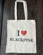 Torba bawełniana torebka tote bag cotton bawełna beżowa blackpink 