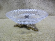 PRL miseczka kryształowa na podstawce z mosiądzu  śr 14cm, wys 5,5cm