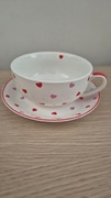 Filizanka z talerzykiem ceramiczna 250 ml w serduszka nowa Walentynki 