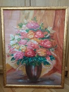 Obraz olejny na płótnie kwiaty.