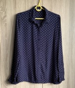 Granatowa Koszula w kropki M/38 100% Wiskoza