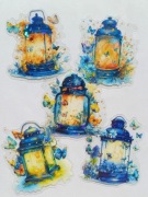 naklejki holograficzne 10szt lampy kwiat motyle niebieskie scrapbooking