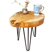 Stolik kawowy loft. Okrągły. Plaster drewna dębowy. 45 cm.