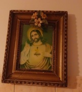 obraz z wizerunkiem Najświętszego Serca Pana Jezusa w stylu vintage 