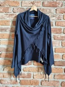 granatowy sweter z frędzlami * TOM TAILOR