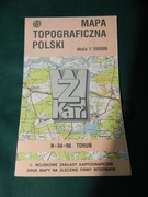 Mapa topograficzna N-34-98 Toruń  1:100 000 WZkart