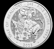 2oz Bestie Tudorów The Yale Of Beaufort 2023 The Royal Tudor Beasts Ag.9999