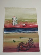 Dwie abstrakcyjne akwarele Leszek Piechowski artysta trójmiejski lata 80