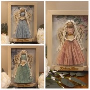 Anioł Stróż ze sznurka w ramce. Prezent na Dzień Matki, Dzień Mamy HandMade