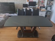 Stół Halmar Bilotti z 6 krzesłami szklany antracytowy