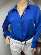 Bluzka H&M Głęboki Granat, Rozmiar L, Koszula do Biura Elegancka Jedwabista