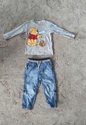 Komplet dla chłopca bluzka Kubuś Puchatek spodnie jeansowe H&M r. 86/92