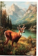 pocztówka z motywem Dzikiego Zachodu. Jeleń